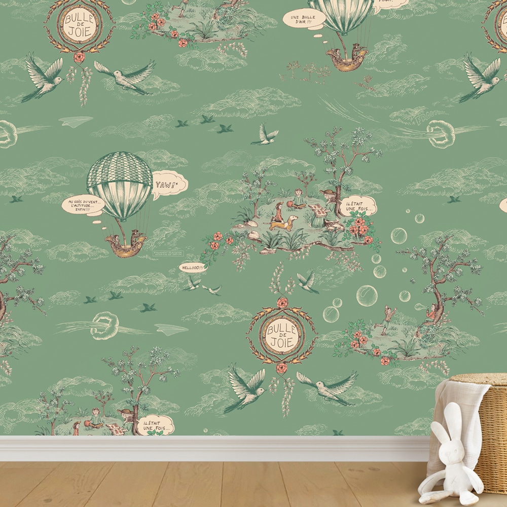 Toile de Jouy contemporaine, motif Bulle de Joie. Prix Toile de Jouy 2025. dessin©SuzannePinon